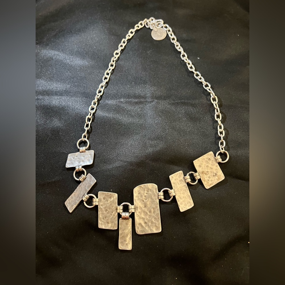 Rectangular Charm Turkish (?) Silver Necklace - image 6